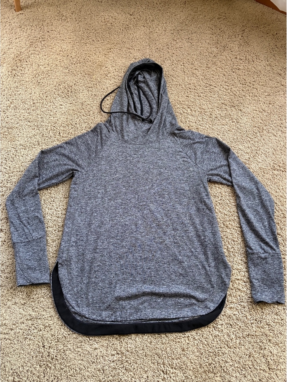 Women's Athleta Uptempo long sleeve athletic hoodie heathered gray MEDIUM light